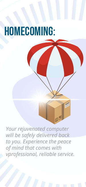 A computer repair shop with customers waiting in line.