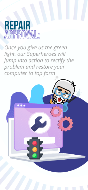 A computer repair shop with customers waiting in line.